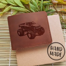 Monster Truck Gift Personalized Customized Personalised Leather Wallet for Men - £36.53 GBP