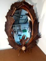 Fabulous Vintage Moose Drop Antler Wall Mirror, 40&quot; x 27&quot; - $368.98