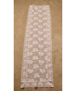 Doily Table Runner Floral White Rectangle Scalloped Edge 49x13 Vintage - £10.13 GBP