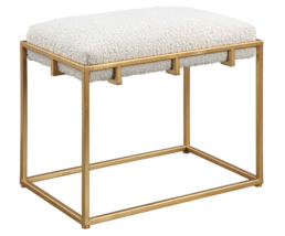 NEW Horchow Paradox 24&quot;W Gold Contemporary Coastal Mod Seat Bench Stool Vanity - £319.63 GBP