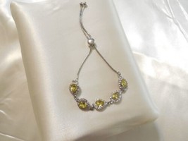Charter Club 7&quot;-9&quot;Silver Tone Jonquil Paved Stone Slider Bracelet Y570 - $14.39