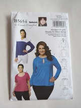 Butterick B5654 T-Tops w Keyhole Neck, Flounce PLUS Sz XXL-6X UNCUT Pattern - $10.44