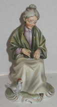 Vintage Lipper &amp; Mann Old Woman Chicken Porcelain Figurine Made in Japan - £14.77 GBP