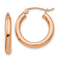 14K Rose Gold Hoop Earrings Polished Ear Jewelry 22mm x 20mm - £97.42 GBP