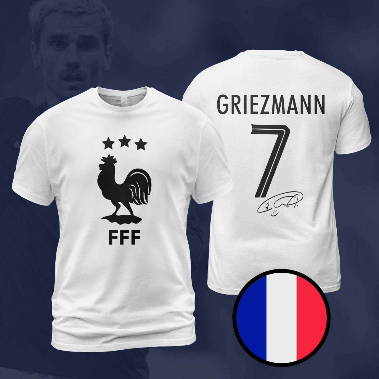 Primary image for France Griezmann Three-Time Champions 3 Stars World Cup 2022 White T-Shirt