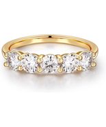 2 Ct Round Cubic Zirconia 5 Stones Wedding Band Ring Silver Yellow Gold ... - $82.99