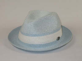 Men's Bently Semi Crushable Fedora Briad Straw Hat Dante DA223 Blue White image 4