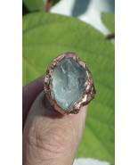 Electroformed  Copper celestite ring / rough celestite - $638.40 MXN