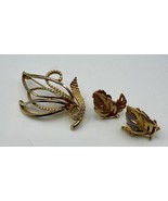 Vintage ROMA Signed Brooch + Clip On Earrings, Gold Tone, Not Exact Match - $15.00