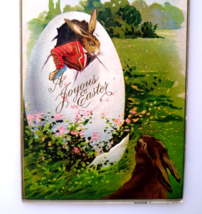 Easter Postcard Fantasy Well Dressed Bunny Rabbit In Suit Cracked Egg B PC 235 - £19.38 GBP