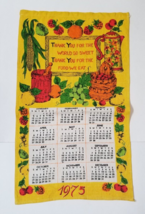 1975 Cloth Wall Calendar Hanging Vintage Yellow Mod Kitchen Dinner Prayer - £7.07 GBP