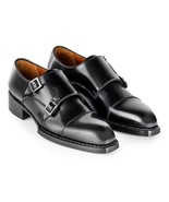 Paul Parkman Mens Shoes Black Leather Monkstraps Welted Handmade Cap Toe... - $1,111.49 CAD
