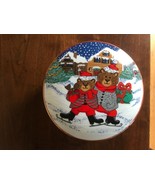 Mikasa Skating Teddy Winter  Porcelain Christmas Covered Candy Dish w/ Lid - £9.34 GBP