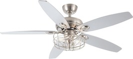 52&quot; Polished Nickel Wood 5-Blade Modern Ceiling Fan with Polished Nickel - £84.75 GBP
