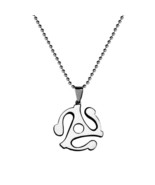45 RPM RECORD ADAPTER NECKLACE 1&quot; Pendant 23&quot; Chain Stainless Steel DJ M... - $95.30 MXN