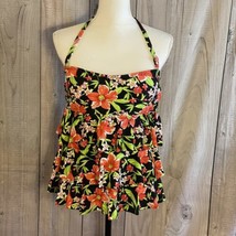 Island Escape Haltered Swim Top, Size 14, Nylon Blend, Adjustable Strap, Floral - £15.98 GBP