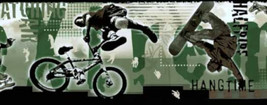 Green Extreme Sports Wallpaper Border S.A. Maxwell Co. 7057878 skateboar... - $12.59