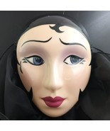 Ceramic Face Wall Mask, Venetian Art Deco Gothic Flapper, Hand Painted, OBO - $36.00