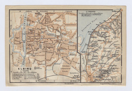 1914 Antique Map Of Elbing Elbląg / East Prussia Poland Germany - $28.03