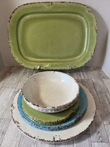 Williams Sonoma Lot Of 9 “RUSTIC” Melamine Outdoor Plates Bowls & Serving Tray - $130.54