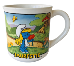 Smurfette Coffee Mug Cup #1597 Vintage 1982 Japan Wallace Berrie Smurfs Peyo - £15.70 GBP