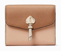 Kate Spade Marti Leather Small Flap Wallet K8219 Brown and Beige NWT $159 Retail - £43.51 GBP