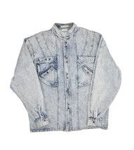 Vintage AJ Denim Jacket Mens S Oversized Acid Wash Jean 90s Retro Indigo Dyed - £31.46 GBP