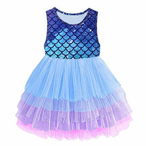 NEW Mermaid Girls Purple Sleeveless Tutu Dress 3-4 4-5 5-6 6-7 7-8 - £3.82 GBP+
