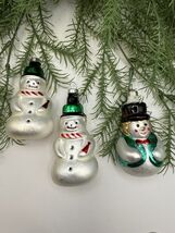 Vintage Glass Snowman Ornaments Lot 3 Poland German Hand Painted Mid  Ce... - $17.41
