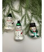 Vintage Glass Snowman Ornaments Lot 3 Poland German Hand Painted Mid  Ce... - $17.41