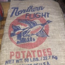 Vtg Northern Flight Burlap Potato Sack Geese In Flight Canada Goose Advertising. - £20.75 GBP