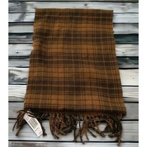 D&amp;Y Plaid Scarf Softer Than Cashmere Brown Fringe NWT 60&quot; Long - $15.89