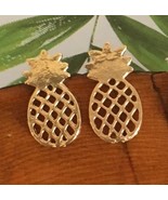 New Boutique Geometric Pineapple Stud Earrings Gold Silver Cutout Tropic... - £6.80 GBP