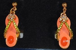 Orange Crystal Flip Flop Post Earrings - £4.73 GBP