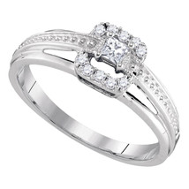 10kt White Gold Princess Diamond Solitaire Bridal Wedding Engagement Ring 1/5 - £269.55 GBP