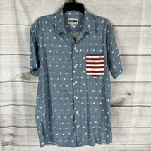 Tipsy Elves Men&#39;s Large American Flag Patriotic Pocket Button Up Shirt - £15.94 GBP