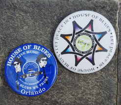 Lot of 2 HOUSE OF BLUES Disney Button Pin Orlando Jake Elwood Shanti Live Music - £5.50 GBP