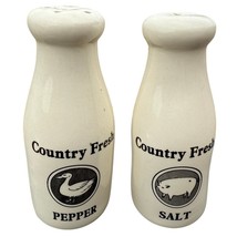  Country Fresh Milk Bottle Salt &amp; Pepper Shakers Farmhouse Kitchen Decor - $26.59