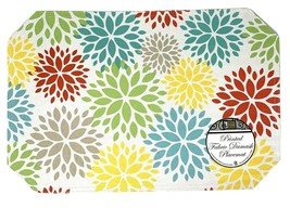 Dahlia Floral Print Linen Placemat for Kitchen Table Set of 4 Multicolored - £15.80 GBP