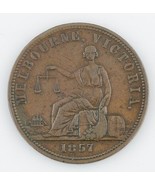 1857 AUSTRALIAN PENNY TOKEN VERY FINE COIN PRIVATE ISSUE MELBOURNE - $2,173.43 MXN