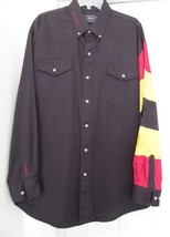 ROPER Men&#39;s Shirt Western Cotton Long Sleeve Embroidered Button Down Black XL - £18.55 GBP