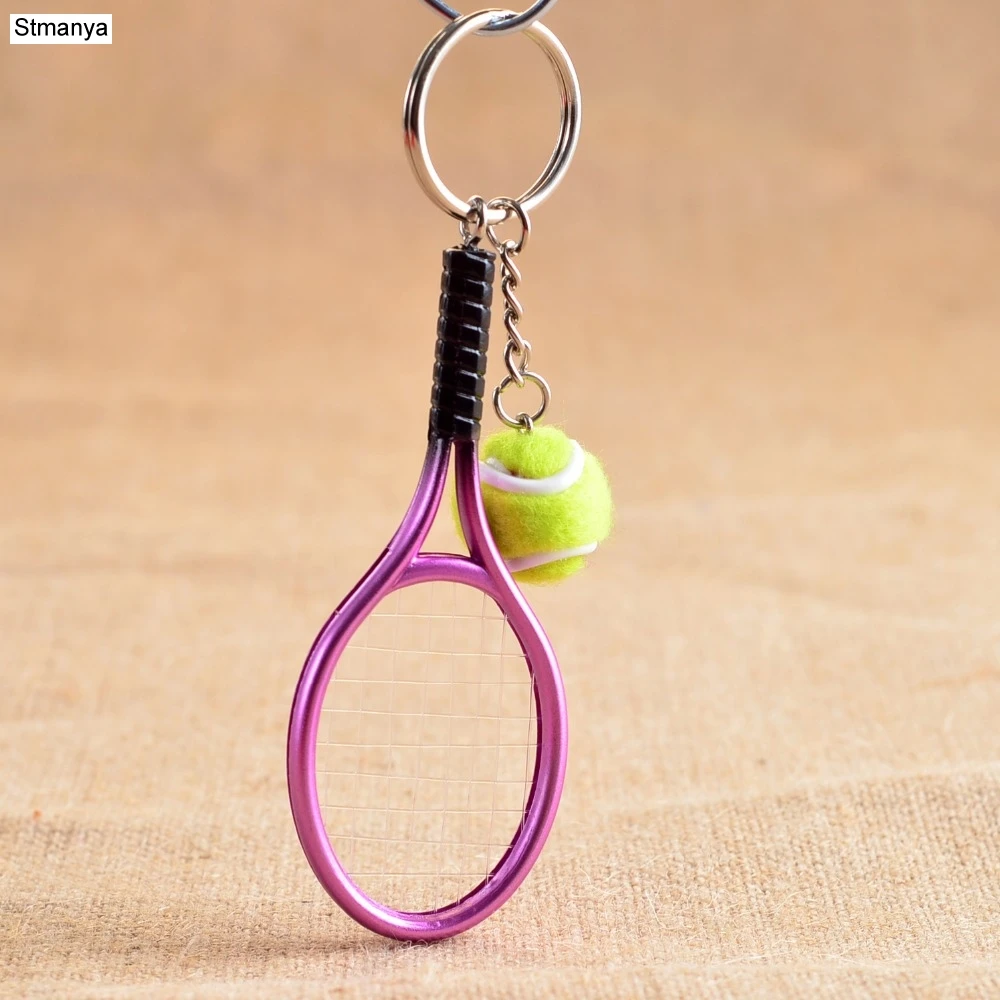 Sporting Hot SALE Mini Tennis Racket Pendant Keychain Keyring Key Chain Ring Fin - £23.89 GBP
