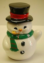 Teleflora Snowman Cookie Jar Yellow Pipe Black Top Hat Christmas Holiday... - $49.49