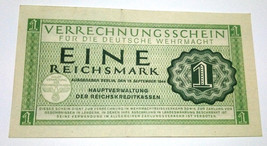 1944 Nazi Germany 1 Reichsmark banknote WEHRMACHT - £11.67 GBP