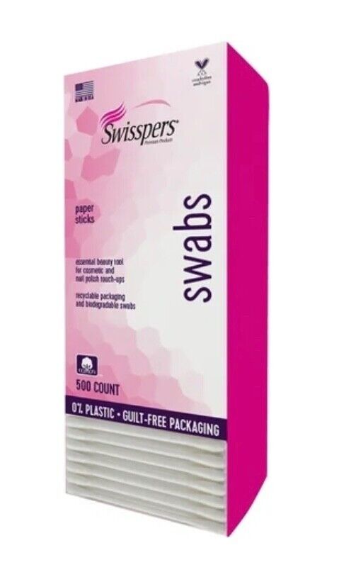 Swisspers 500ct Paper Stick, 100% White Cotton Swabs, Plastic Free Packa... - $8.69