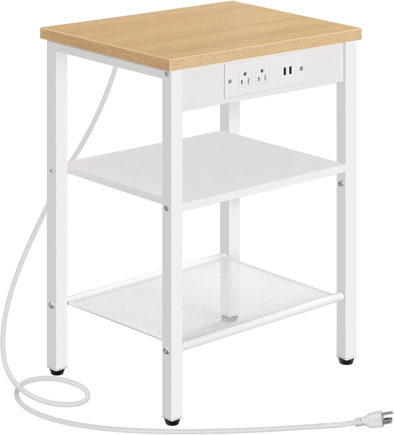 Hoobro End Table With Charging Station And Usb Ports, 3-Tier Nightstand ... - $51.92