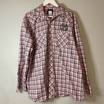 Wrangler Pearlsnap Shirt Mens Extra Large Pink Breast Cancer Western Ranch - £14.14 GBP