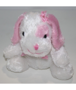 Dan Dee Valentines Dog Sits 5&quot; White Plush Pink Ears Soft Toy Stuffed An... - £14.69 GBP