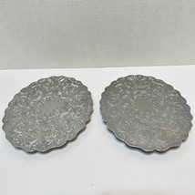 Vintage Silver Plate Oval Serving Trivets Footed Cornucopia Pattern 8 x 6&quot; Lot 2 - £16.39 GBP