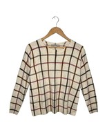 Loft Sweater Womens XS Wool Window Pane Plaid Long Sleeve Round Neck Cream - €16,98 EUR
